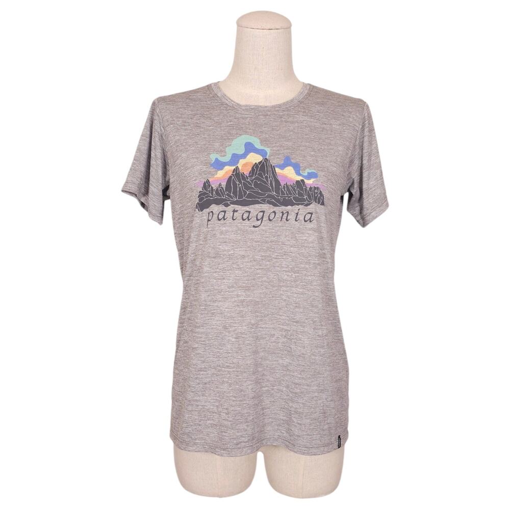 Patagonia Fitz Roy Nimbus Women's Capilene Cool Daily Shirt Gray Sz Small